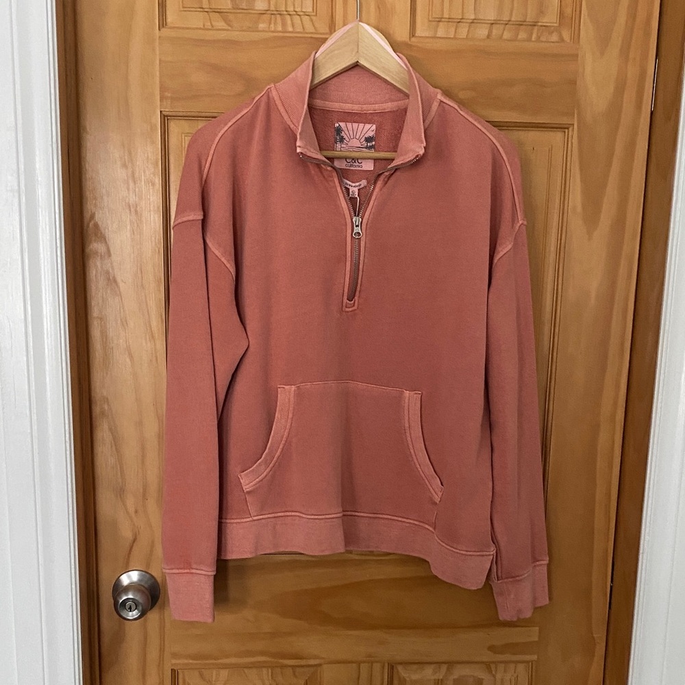 C&C California Women's Zip-Up Sweater in Rust